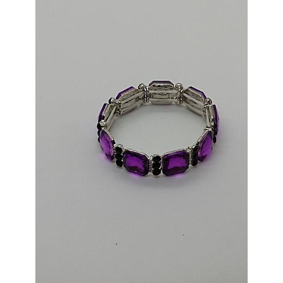 Stretch fuchsia rhinestone bracelet - Picture 5 of 6